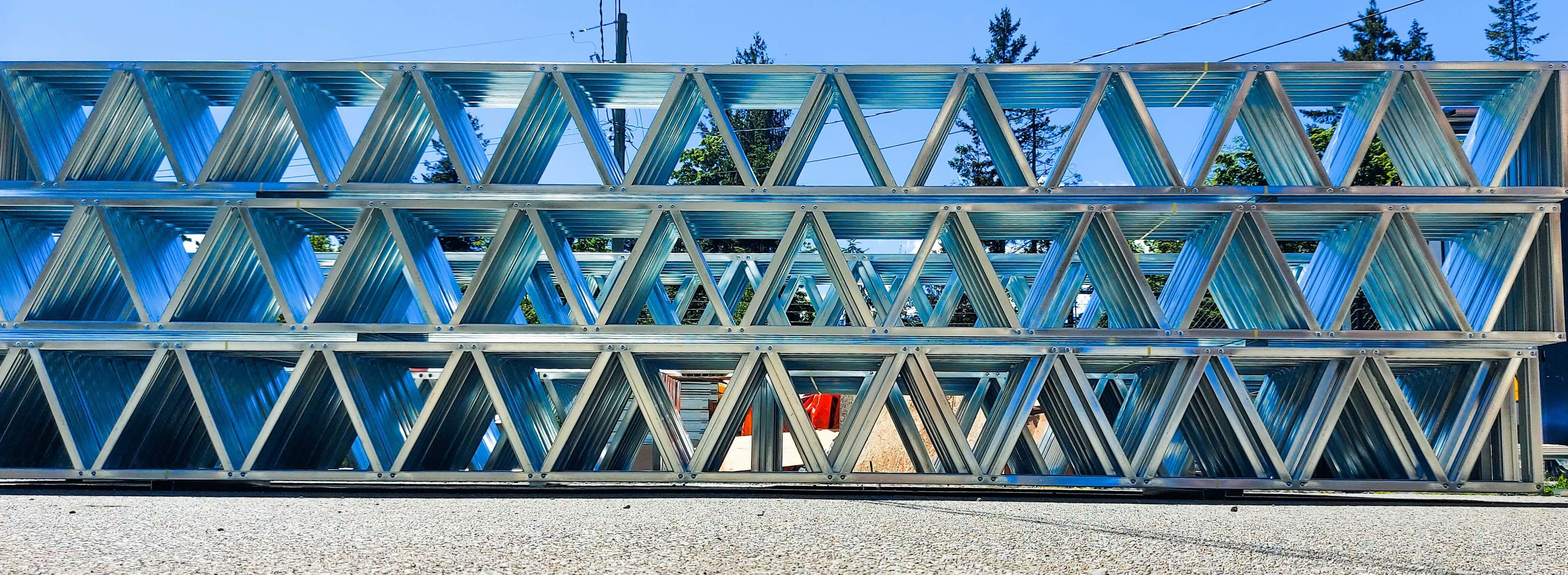 Wide view of stacked truss geometric pattern