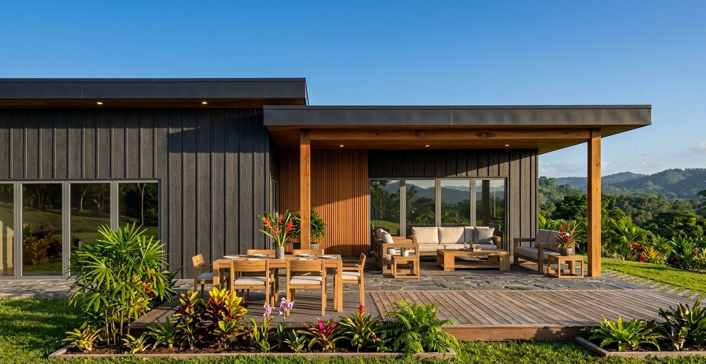 Exterior option · Charcoal & timber