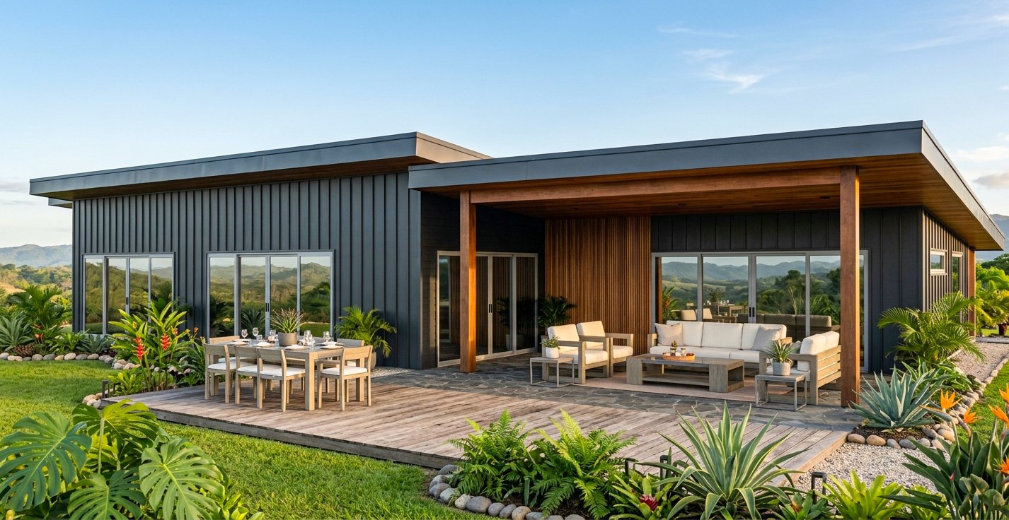 Exterior option · Charcoal & timber
