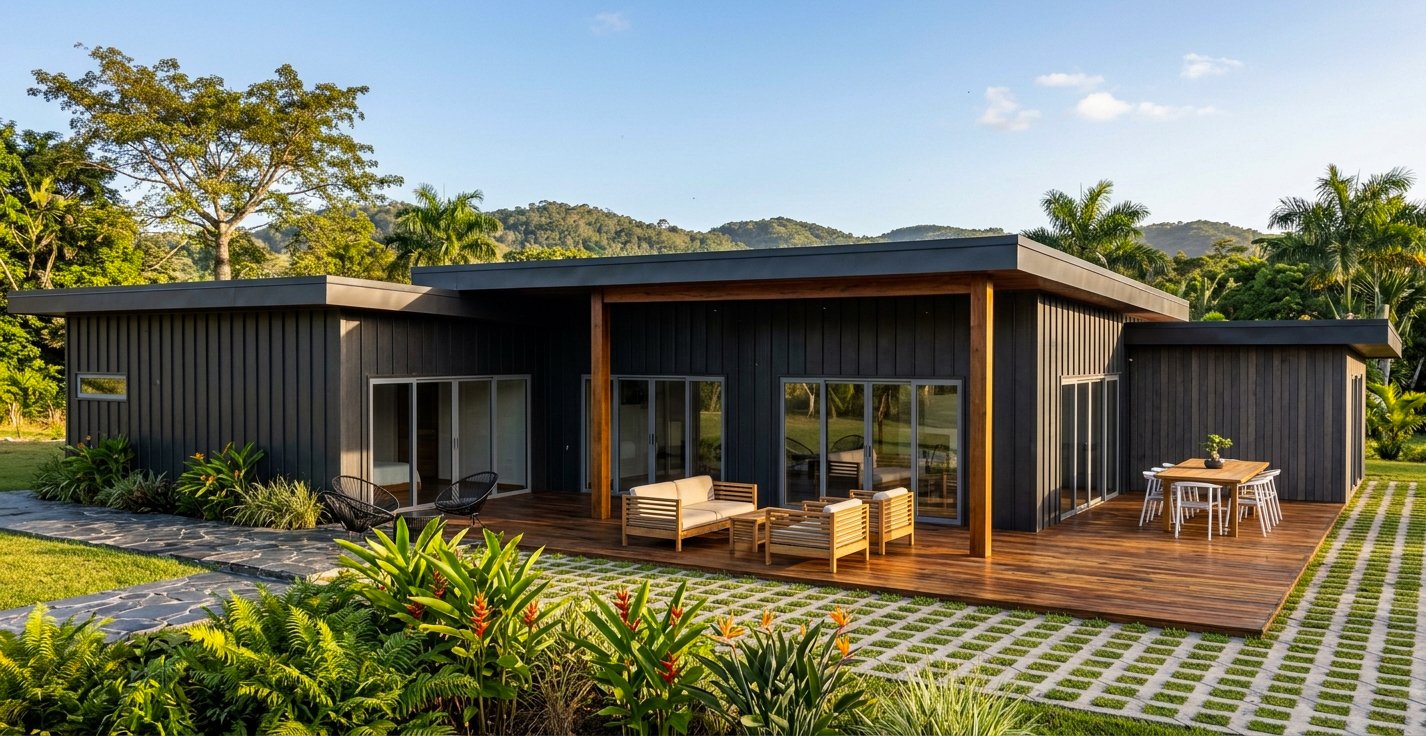 Exterior option · Charcoal & timber