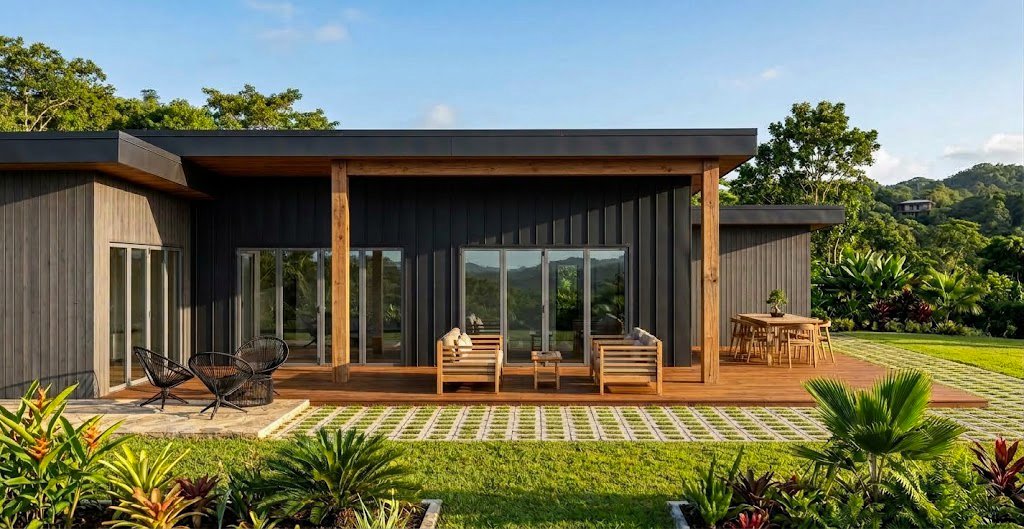 Exterior option · Charcoal & timber
