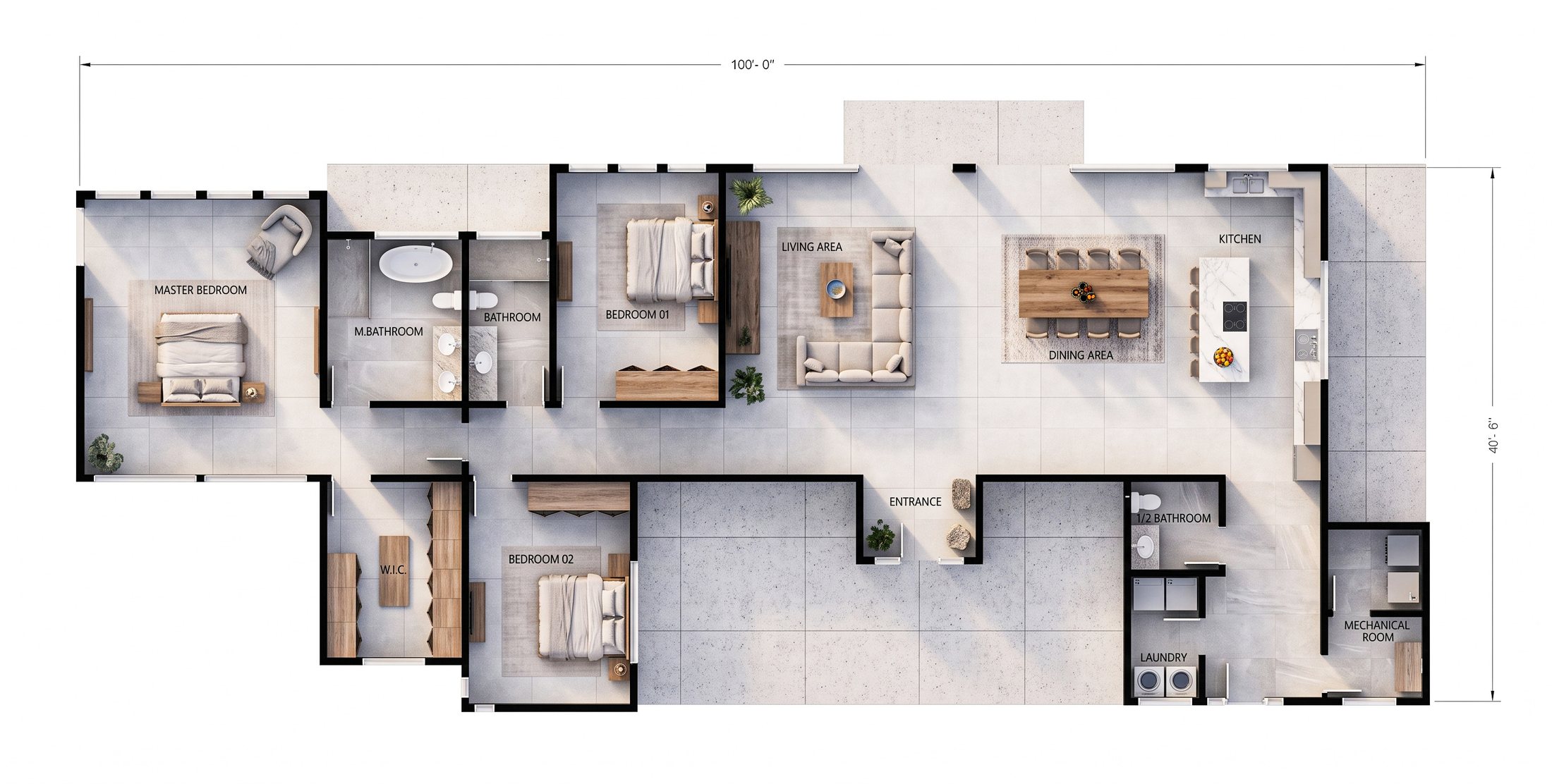 Floor plan · Rendered
