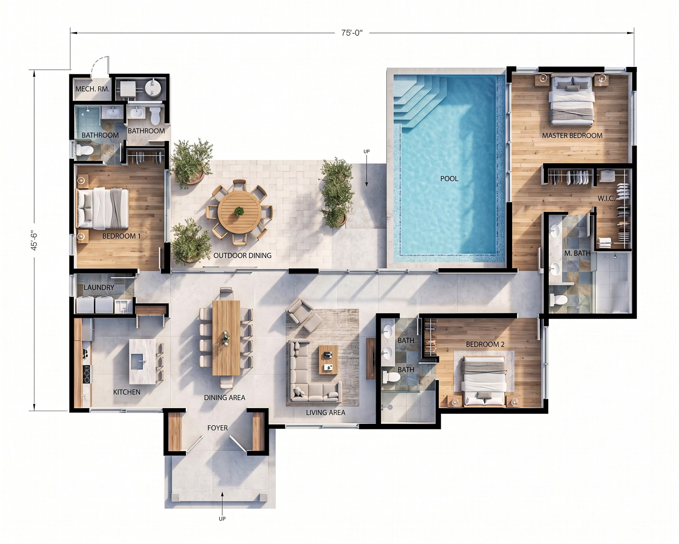 Floor plan · Rendered