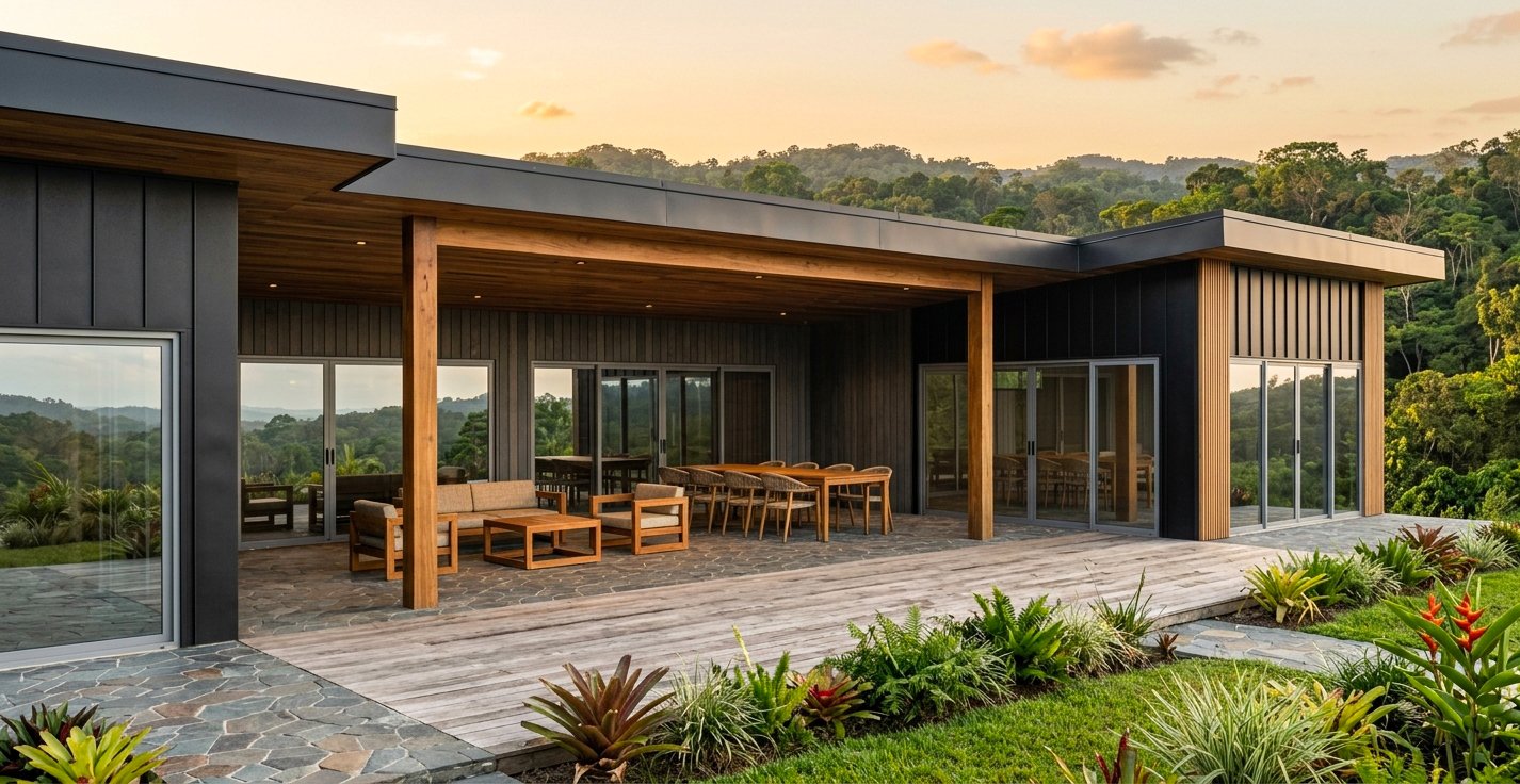 Exterior option · Charcoal & timber